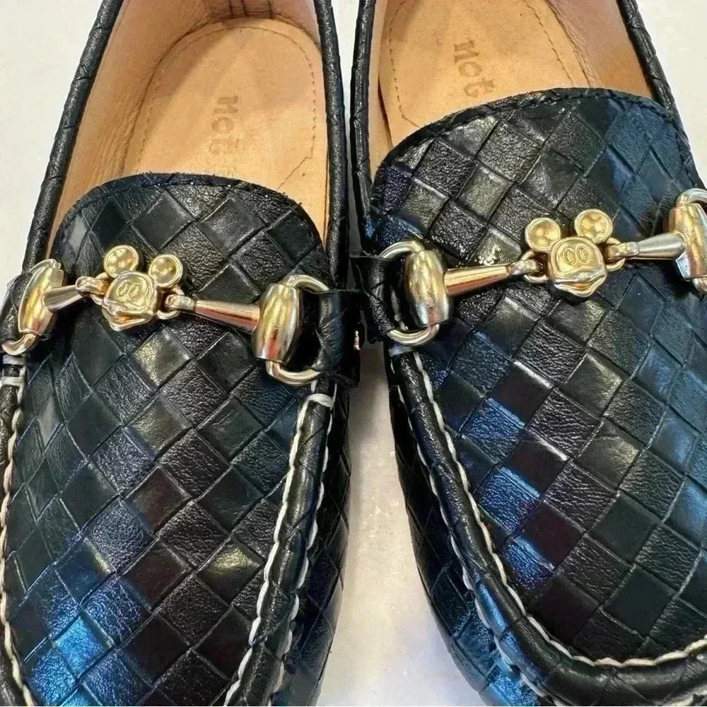 Not Bad Boys Black Woven Loafers W/Mickey Buckle Size EU 31 US 13